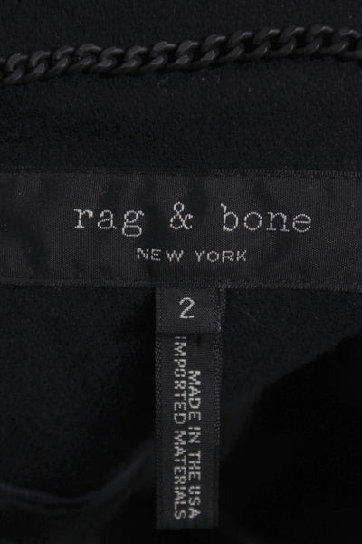 Rag & Bone Women Basic Jacket Black Wool Button Long Sleeve Size 2