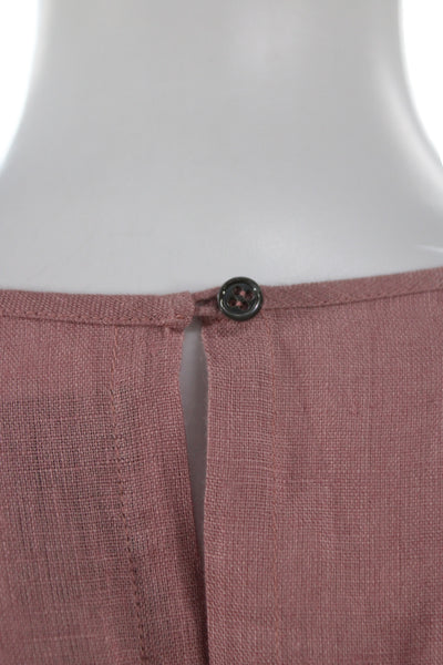 Morgane Le Fay Womens Shift Dress Pink Linen Knee Sleeveless Size M