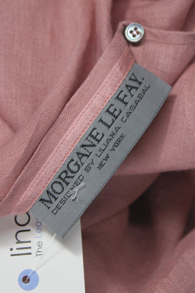Morgane Le Fay Womens Shift Dress Pink Linen Knee Sleeveless Size M