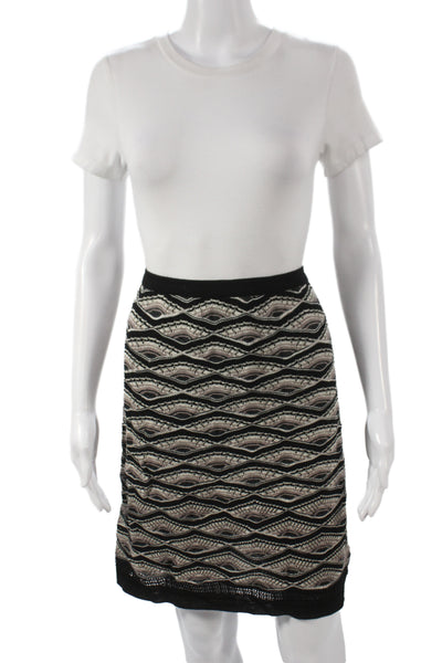 M Missoni Women Straight Pencil Skirt Black Geometric Knee Length Size 42