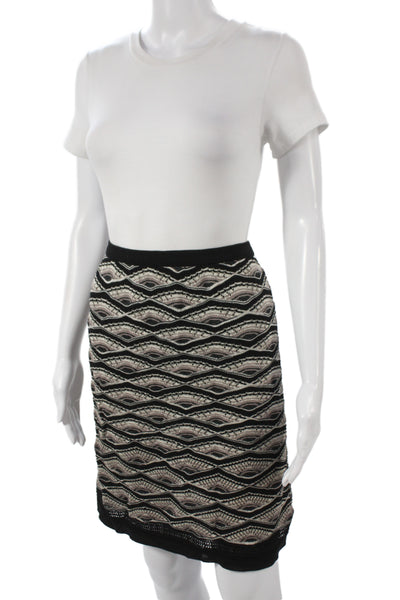 M Missoni Women Straight Pencil Skirt Black Geometric Knee Length Size 42
