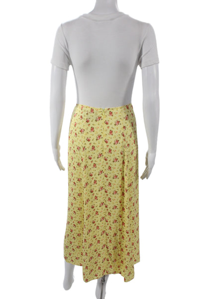 Reformation Womens Floral Maxi Skirt Yellow Zip Viscose Size 2