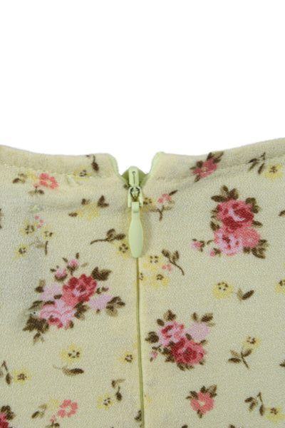 Reformation Womens Floral Maxi Skirt Yellow Zip Viscose Size 2