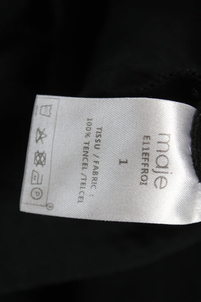 Maje Women Ankle Pants Black 100% Tencel Pull On Size 1