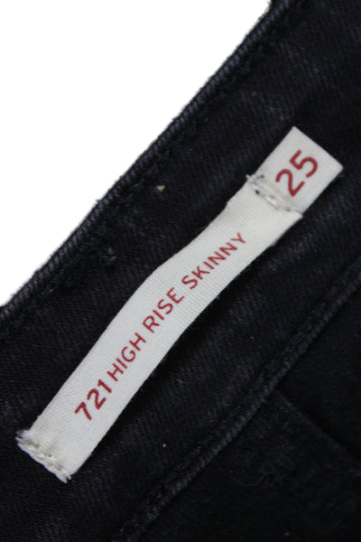 Levis Women Skinny Black High Rise Cotton Jeans Size 25