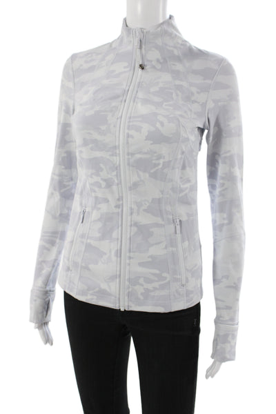 Lululemon Womens Gray Camo Track Jacket Long Sleeve Zip Size 6