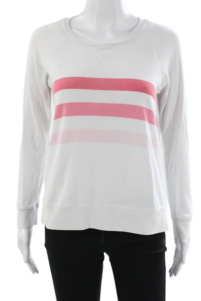 Sundry Womens Pink Striped Pullover Sweatshirt Crew Neck Cotton Blend Size 1