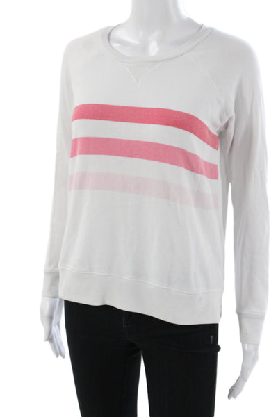 Sundry Womens Pink Striped Pullover Sweatshirt Crew Neck Cotton Blend Size 1