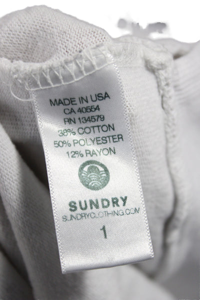 Sundry Womens Pink Striped Pullover Sweatshirt Crew Neck Cotton Blend Size 1
