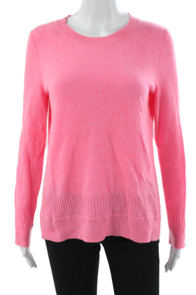 White + Warren Womens Cashmere Pullover Sweater Pink Crew Neck Size S