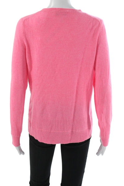 White + Warren Womens Cashmere Pullover Sweater Pink Crew Neck Size S