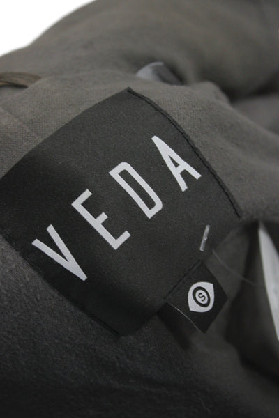 Veda Women Biker Lamb Leather Jacket Gray Zip Long Sleeve Size S
