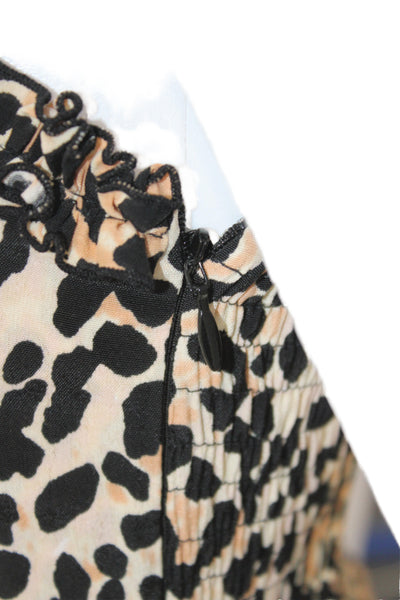Faithfull The Brand Womens Slip Dress Beige Animal Print Long Size 2