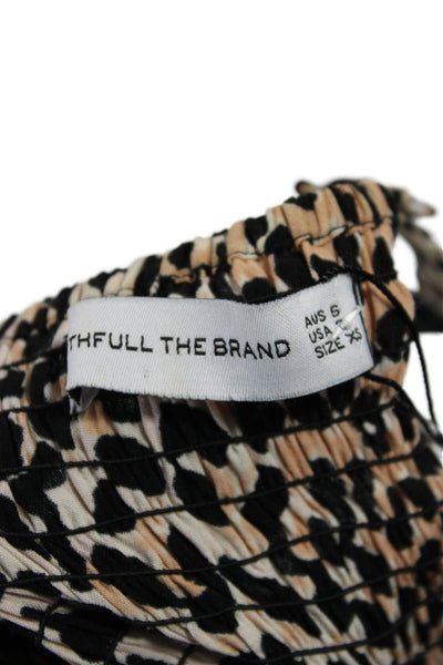 Faithfull The Brand Womens Slip Dress Beige Animal Print Long Size 2