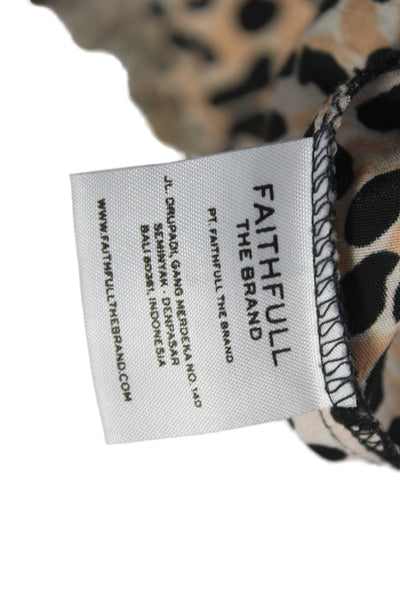 Faithfull The Brand Womens Slip Dress Beige Animal Print Long Size 2