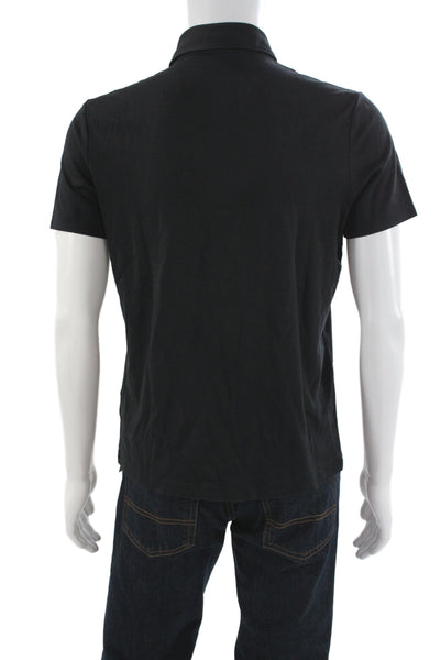 Charles Tyrwhitt Mens Short Sleeves Polo Shirt Black Cotton Size Small