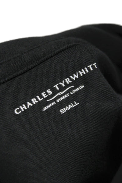 Charles Tyrwhitt Mens Short Sleeves Polo Shirt Black Cotton Size Small