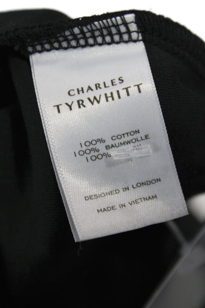 Charles Tyrwhitt Mens Short Sleeves Polo Shirt Black Cotton Size Small