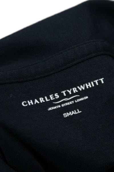 Charles Tyrwhitt Mens Short Sleeves Polo Shirt Navy Blue Cotton Size Small