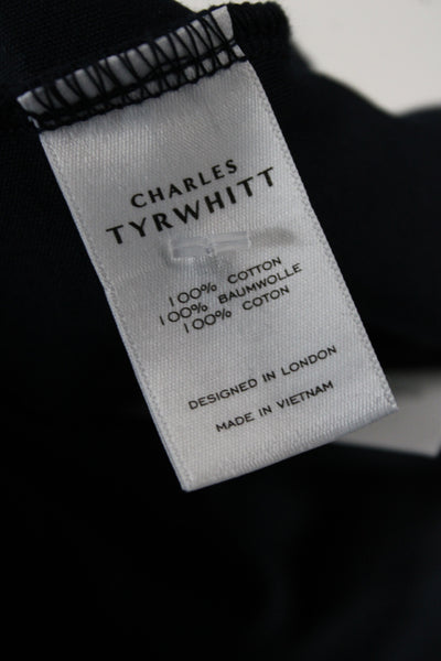 Charles Tyrwhitt Mens Short Sleeves Polo Shirt Navy Blue Cotton Size Small