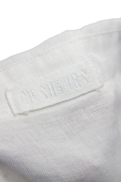 CP Shades Women Tunic White Linen Collared Long Sleeve Knee Length Size XS