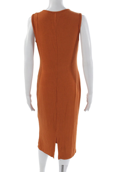 Rachel Zoe Womens Bodycon Long Orange Sleeveless Scoop Neck Rayon Dress Size S