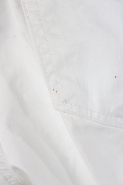 Zara Basic Women White Chino Pants Button Closure 97% Cotton Size S