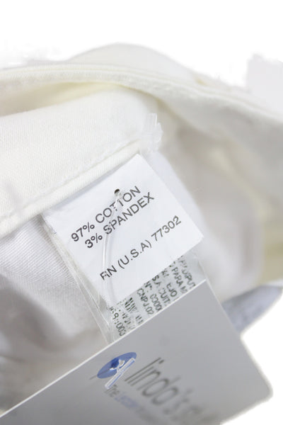 Zara Basic Women White Chino Pants Button Closure 97% Cotton Size S