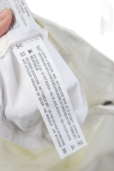 Zara Basic Women White Chino Pants Button Closure 97% Cotton Size S