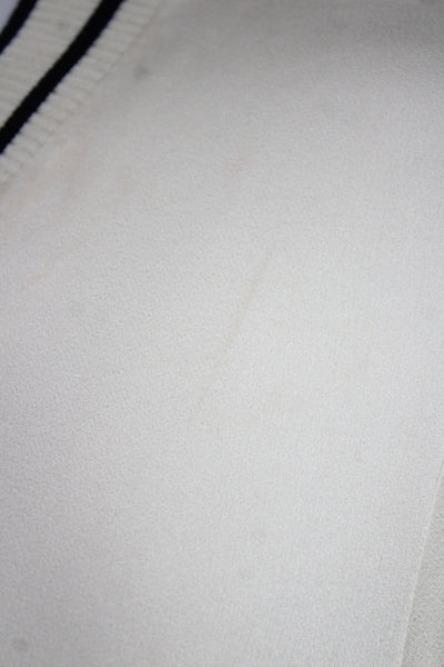 Alexis Womens Bomber Jacket Ivory Viscose Zip Long Sleeve Size S