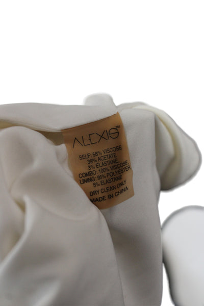 Alexis Womens Bomber Jacket Ivory Viscose Zip Long Sleeve Size S