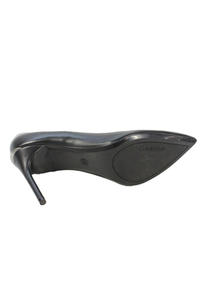 Calvin Klein Womens Leather Pointed Toe Pump High Heels Black Size 8.5