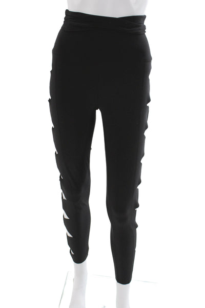 Norma Kamali Women Black Ankle Leggings 95% Polyester Size XS