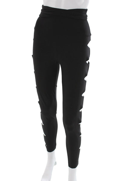 Norma Kamali Women Black Ankle Leggings 95% Polyester Size XS