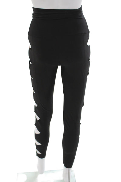 Norma Kamali Women Black Ankle Leggings 95% Polyester Size XS
