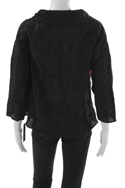 Sydney Women Tunic Blouse Black Cowl Neck 3/4 Sleeve Geometric Size XS