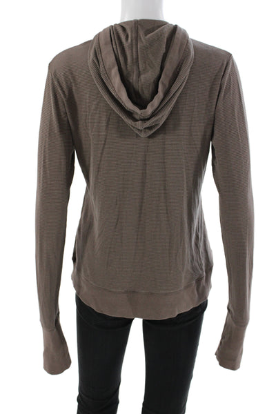 Patagonia Womens Full Zip Hoodie Brown Striped High Neck Size L