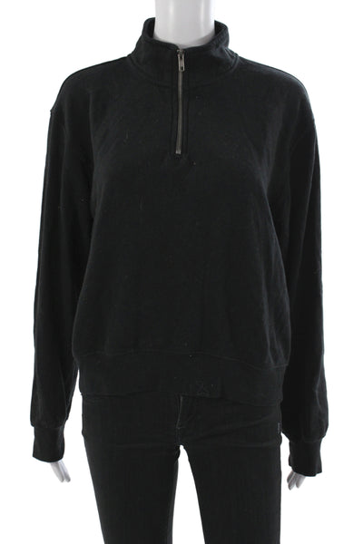 Z Supply Women Mock Neck Pullover Zip Long Sleeve Black Size M