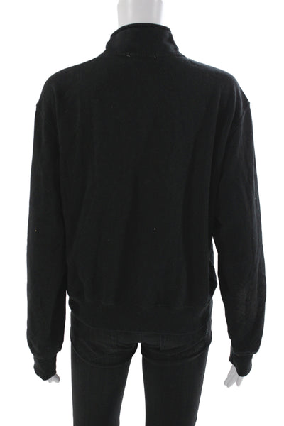 Z Supply Women Mock Neck Pullover Zip Long Sleeve Black Size M