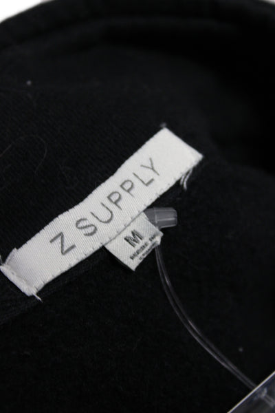 Z Supply Women Mock Neck Pullover Zip Long Sleeve Black Size M