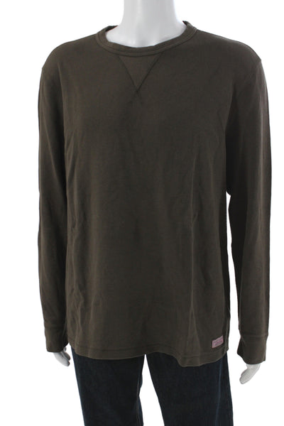Scotch & Soda Mens Basic Brown Cotton Long Sleeve Crew Neck T-Shirt Size XL
