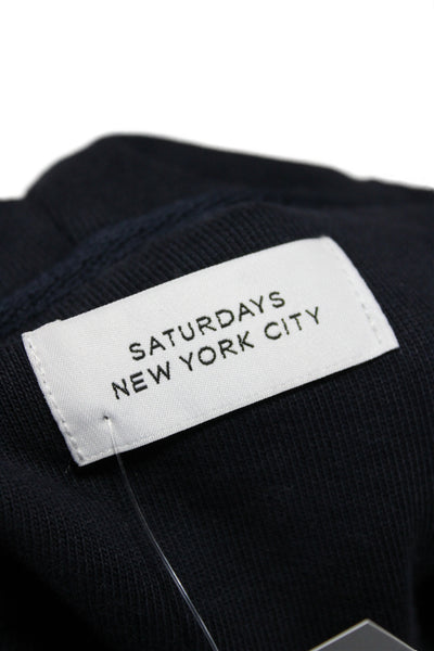 Saturdays NYC Mens Pullover Hoodie Blue Graphic Cotton Drawstring Size L