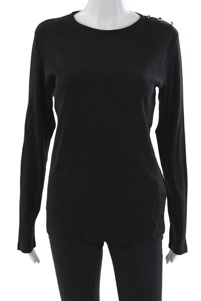 Zara Womens Basic Black Long Sleeve T-Shirt Crew Neck 95% Cotton Size XL
