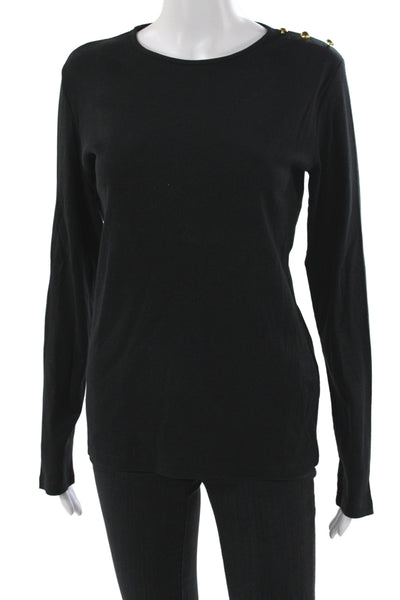 Zara Womens Basic Black Long Sleeve T-Shirt Crew Neck 95% Cotton Size XL