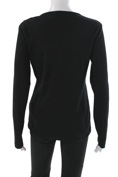 Zara Womens Basic Black Long Sleeve T-Shirt Crew Neck 95% Cotton Size XL