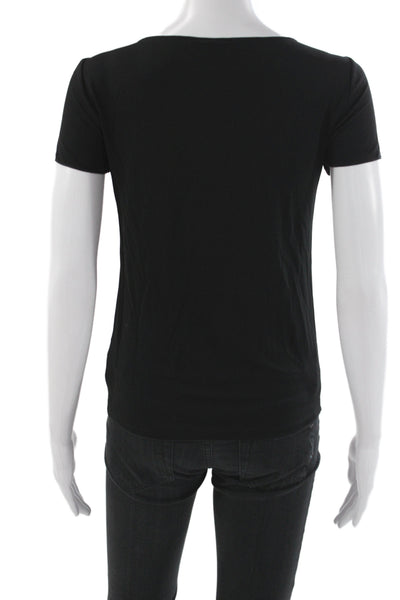 Giorgio Armani Womens Black Floral Jersey T-Shirt Short Sleeve Size 6