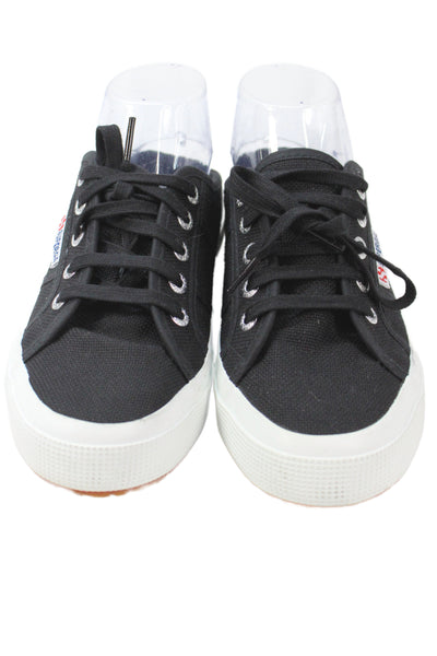 Superga Womens Canvas Lace Up Slip On Sneakers Shoes Black Size 5.5