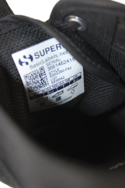 Superga Womens Canvas Lace Up Slip On Sneakers Shoes Black Size 5.5