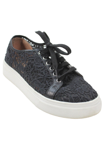 Caslon Womens Lace Embellished Low Top Sneakers Shoes Black Size 7.5M