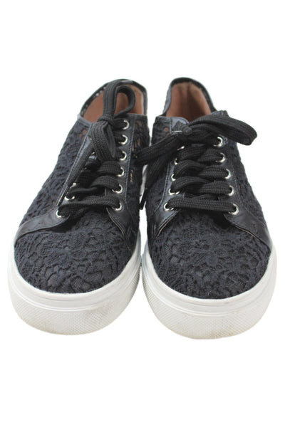Caslon Womens Lace Embellished Low Top Sneakers Shoes Black Size 7.5M